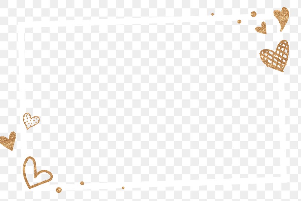 Valentine&rsquo;s gold heart frame png transparent background