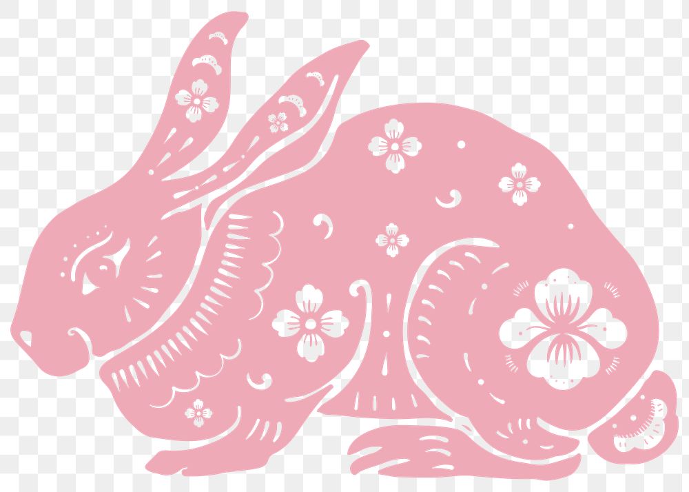 Png year of rabbit pink Chinese horoscope animal illustration