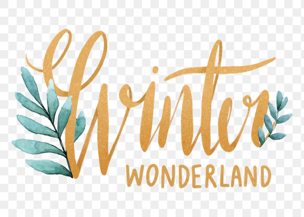 Winter wonderland png sticker, Christmas aesthetic typography on transparent background