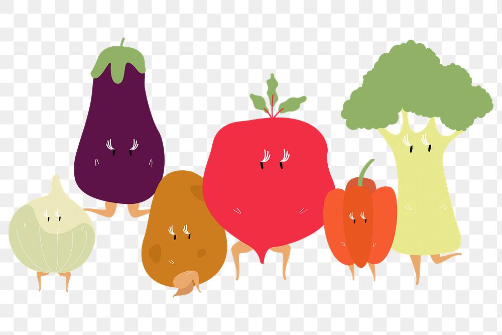 Superfood vegetables png clipart, cartoon illustration on transparent background