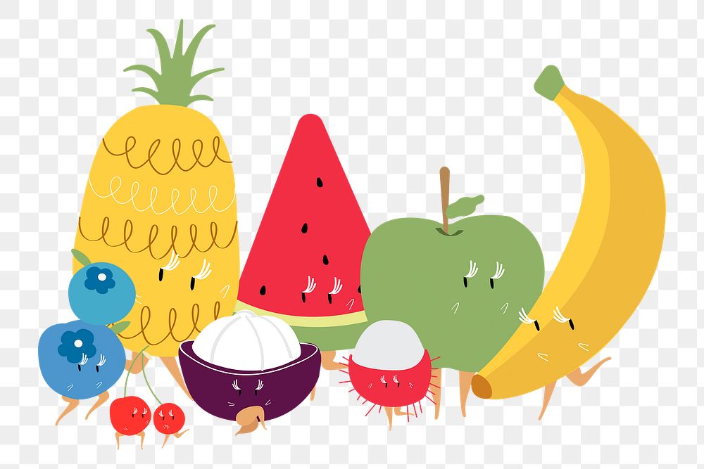 Superfood fruit png clipart, colorful food character illustration on transparent background