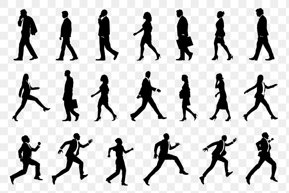 Business people png silhouette, running towards goal set
