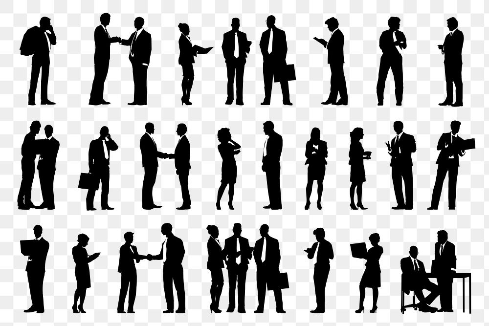Business people png silhouette, professional team work set