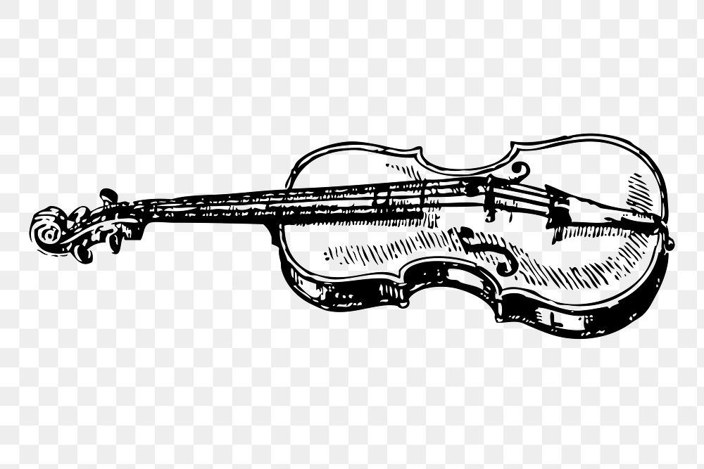 Violin png clipart, vintage musical instrument transparent background. Free public domain CC0 graphic