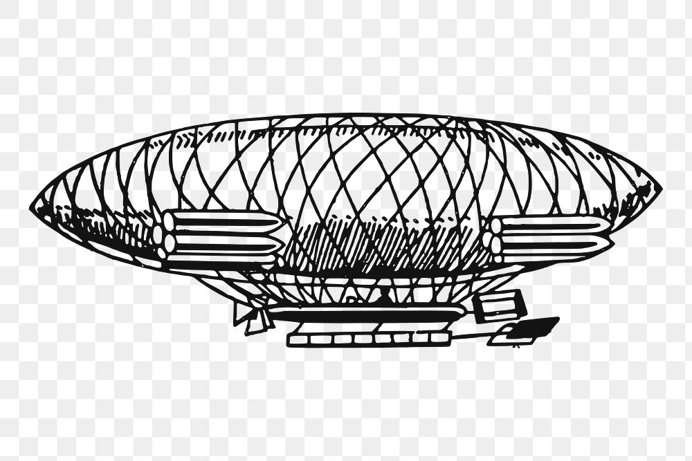 Vintage airship png, transportation clipart, transparent background. Free public domain CC0 graphic