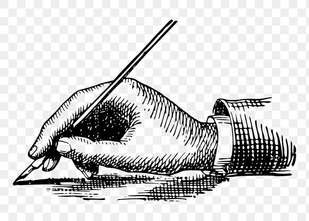 Hand png holding pen clipart, vintage illustration transparent background. Free public domain CC0 graphic