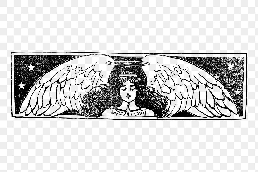 Vintage angel png clipart, woman illustration, transparent background. Free public domain CC0 graphic