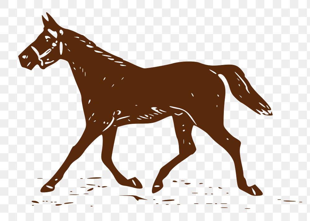 PNG brown trotting horse, animal clipart, transparent background. Free public domain CC0 graphic