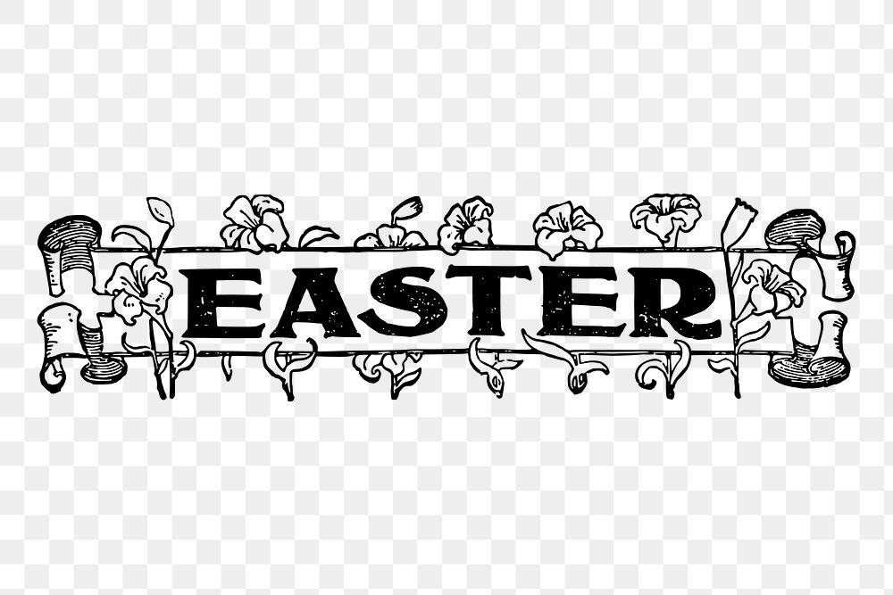 Easter border png sticker vintage illustration, transparent background. 
