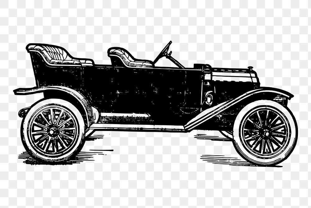 Antique car png sticker vintage illustration, transparent background. Free public domain CC0 image.