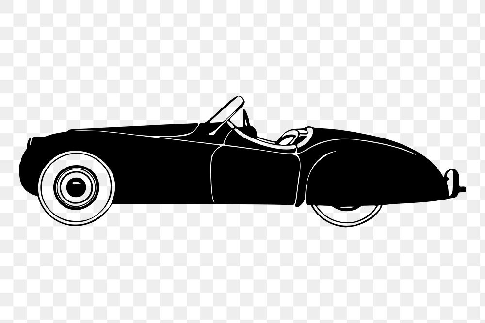Png vintage convertible car drawing, vehicle illustration, transparent background. Free public domain CC0 image.