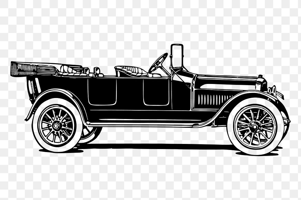 Png vintage convertible car clipart, vehicle illustration, transparent background. Free public domain CC0 image.