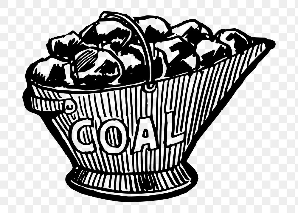 Coal basket png sticker vintage illustration, transparent background. Free public domain CC0 image.