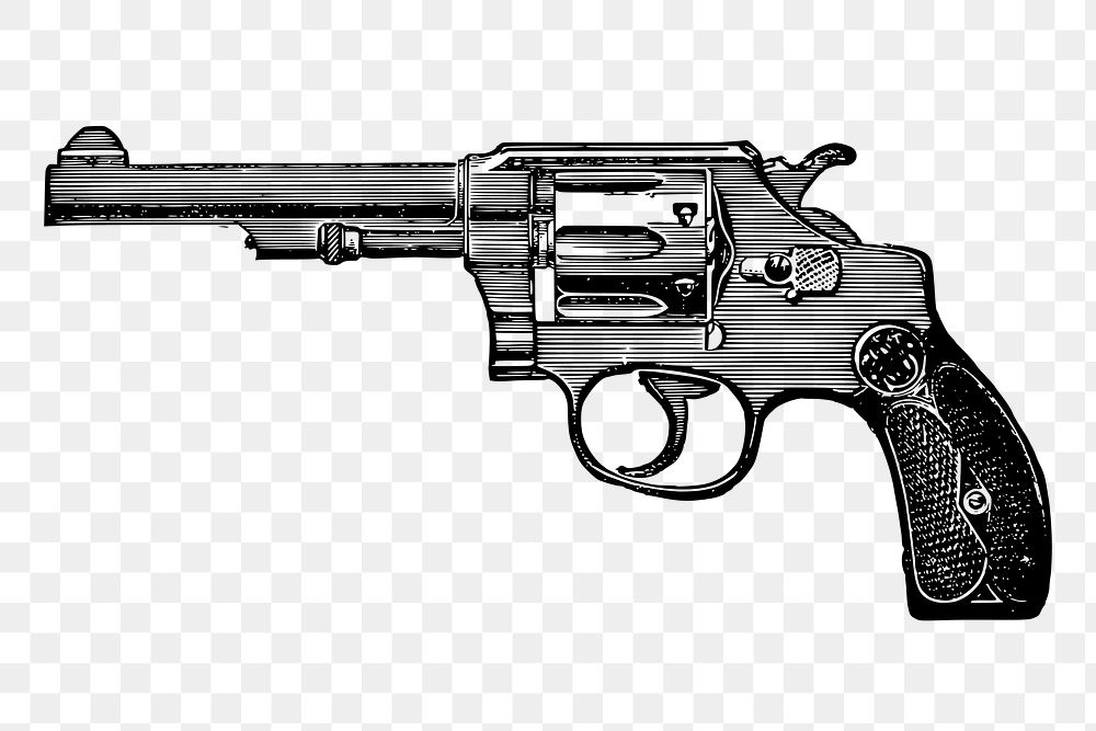 Roulette gun png sticker vintage weapon illustration, transparent background. Free public domain CC0 image.
