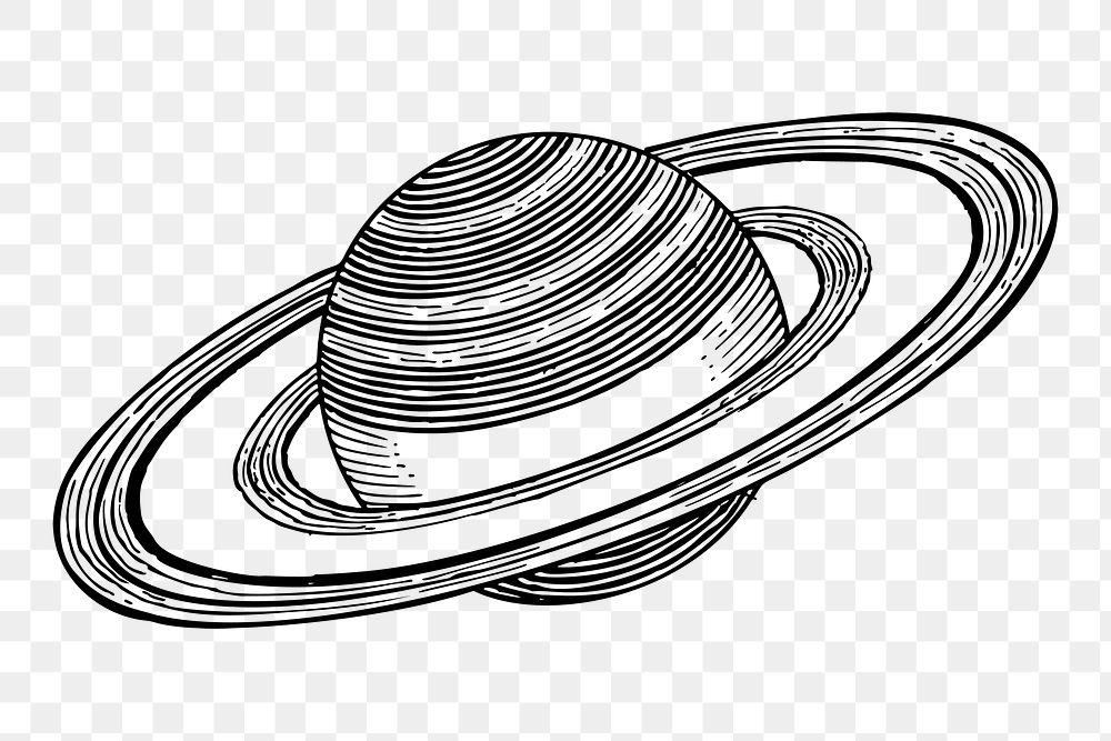 Saturn planet png sticker vintage illustration, transparent background. Free public domain CC0 image.