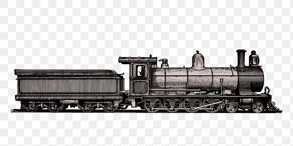 Transport train png sticker vintage illustration, transparent background. Free public domain CC0 image.