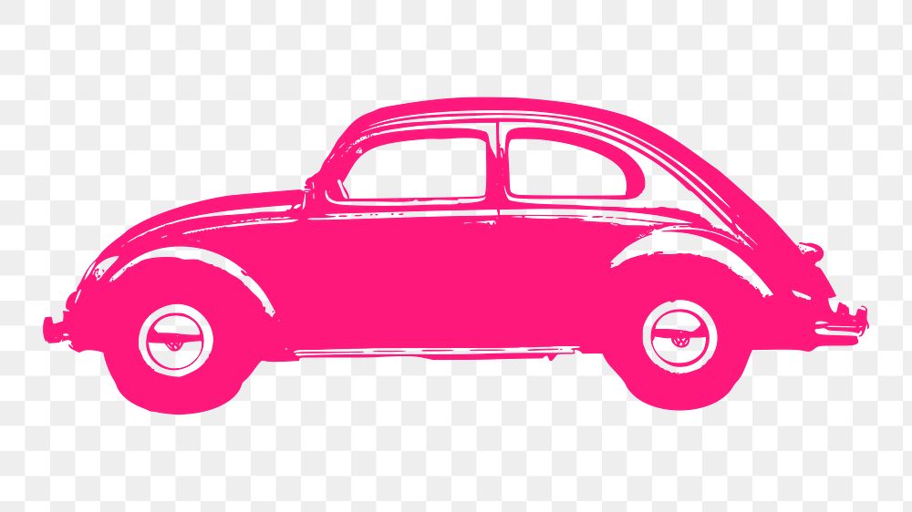 Png pink car clipart, vintage vehicle illustration. Free public domain CC0 image.