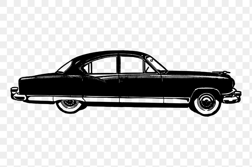 Black car png sticker, transportation hand drawn illustration, transparent background. Free public domain CC0 image.
