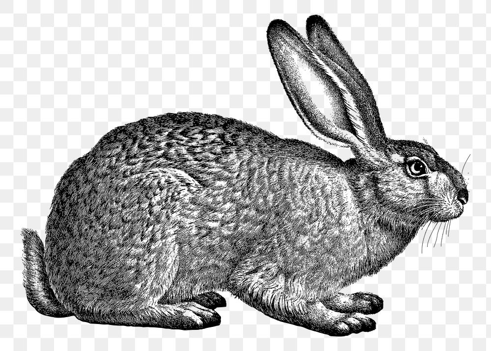 Hare png sticker, rabbit hand drawn, animal illustration, transparent background. Free public domain CC0 image.