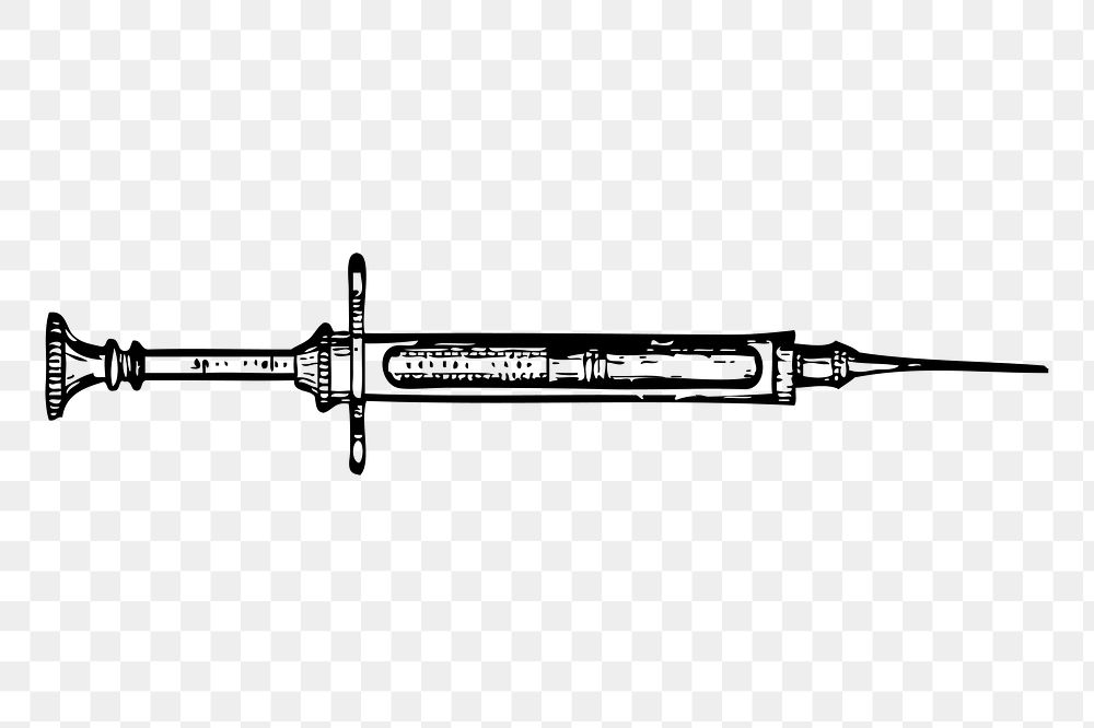 Syringe png sticker, medical tool hand drawn illustration, transparent background. Free public domain CC0 image.