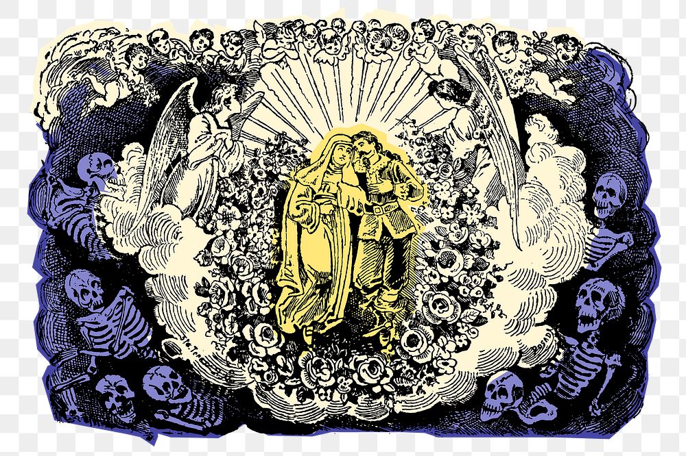 Heaven png sticker, The Saint And The Cavalier illustration, transparent background. Free public domain CC0 image.