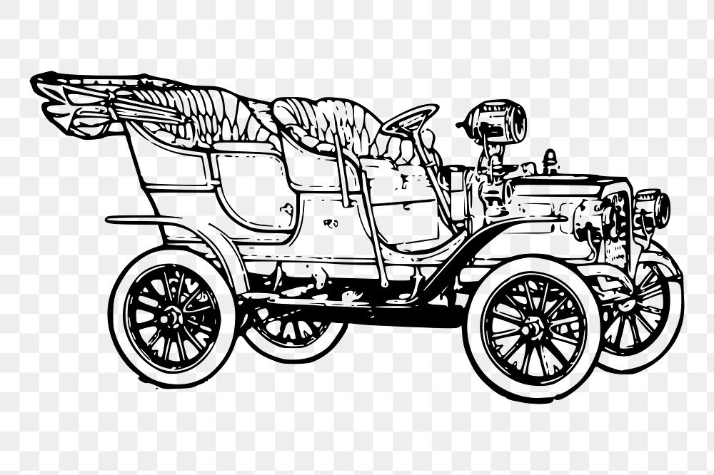 Car png clipart, Ford Model T automobile hand drawn illustration, transparent background. Free public domain CC0 image.