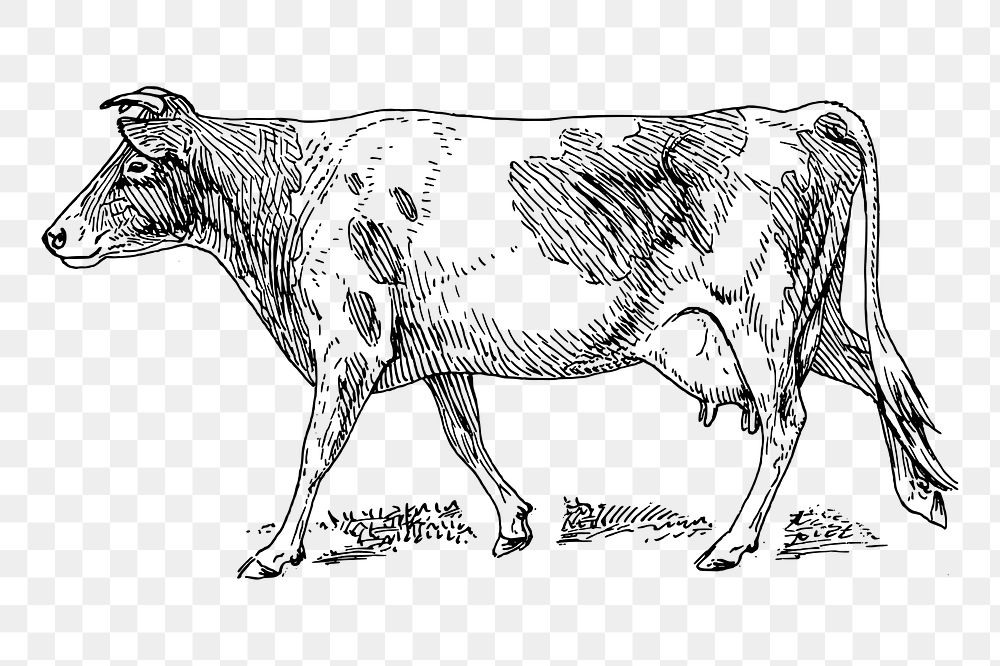 Guernsey cow png clipart, farm animal hand drawn illustration, transparent background. Free public domain CC0 image.
