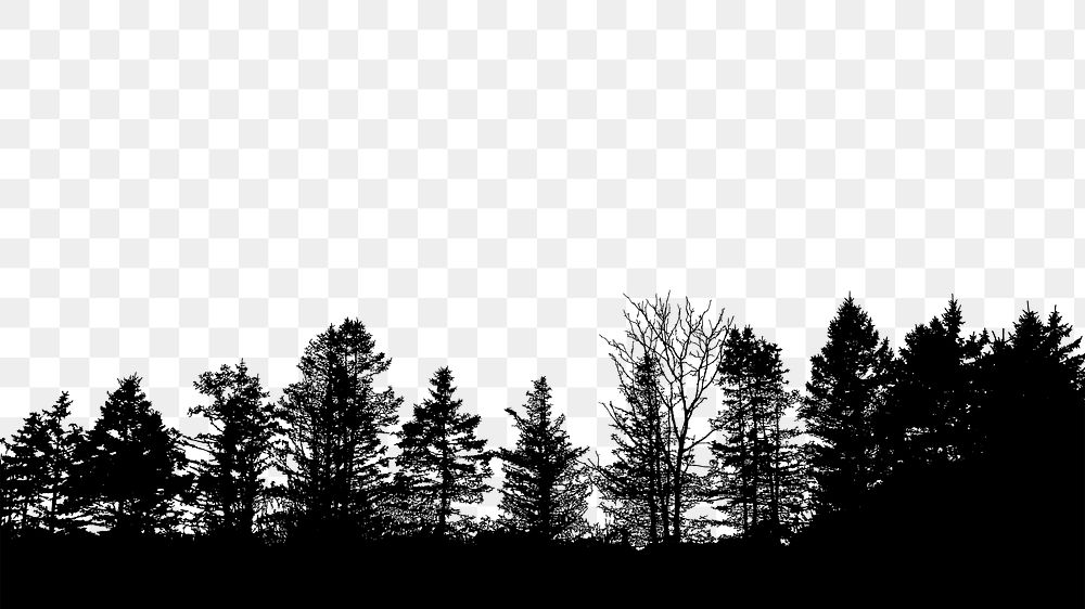 Tree forest png border nature silhouette, transparent background. Free public domain CC0 image.