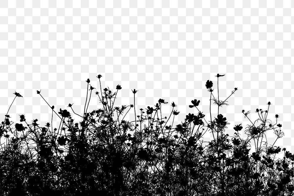Flower bush png border nature silhouette, transparent background. Free public domain CC0 image.