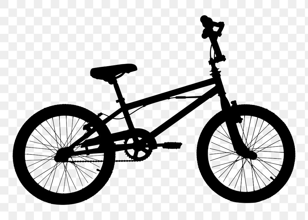 Bicycle png sticker vehicle silhouette, transparent background. Free public domain CC0 image.