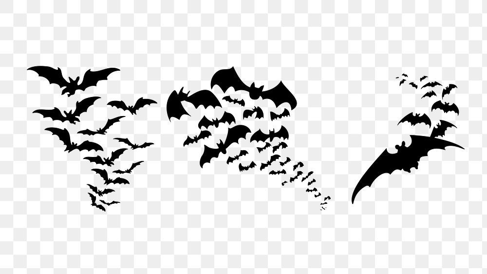 Flying bat png sticker animal silhouette, transparent background. Free public domain CC0 image.