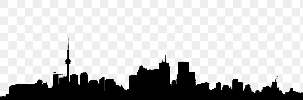 Shanghai skyline png silhouette border, cityscape on transparent background. Free public domain CC0 image.