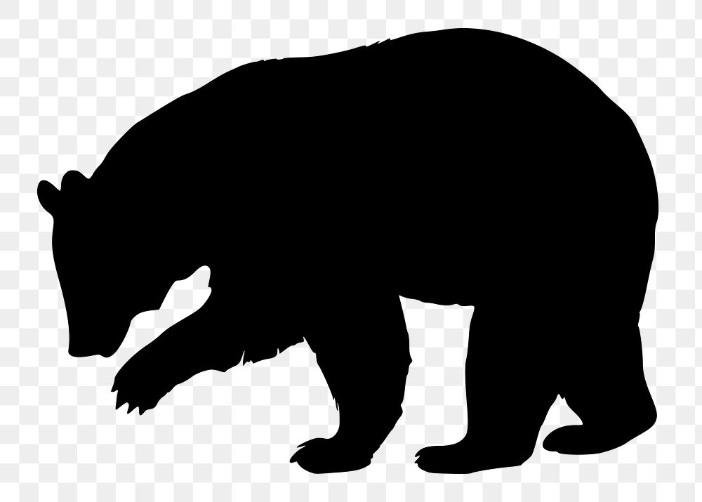 Grizzly bear png sticker animal silhouette, transparent background. Free public domain CC0 image.