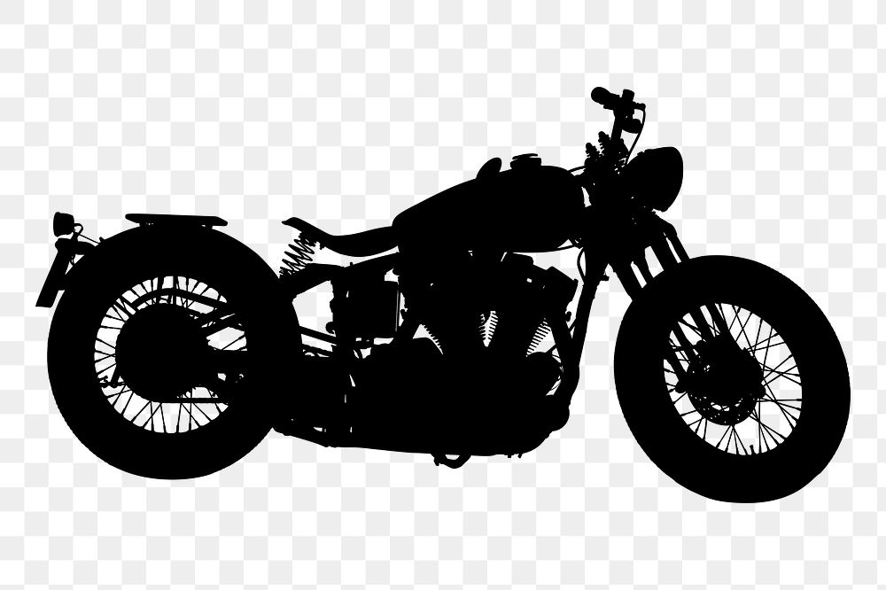 Motorcycle png sticker vehicle silhouette, transparent background. Free public domain CC0 image.