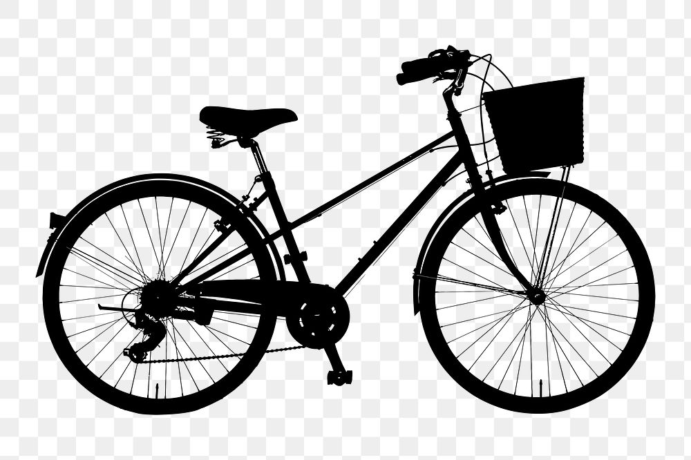 Bicycle png sticker vehicle silhouette, transparent background. Free public domain CC0 image.