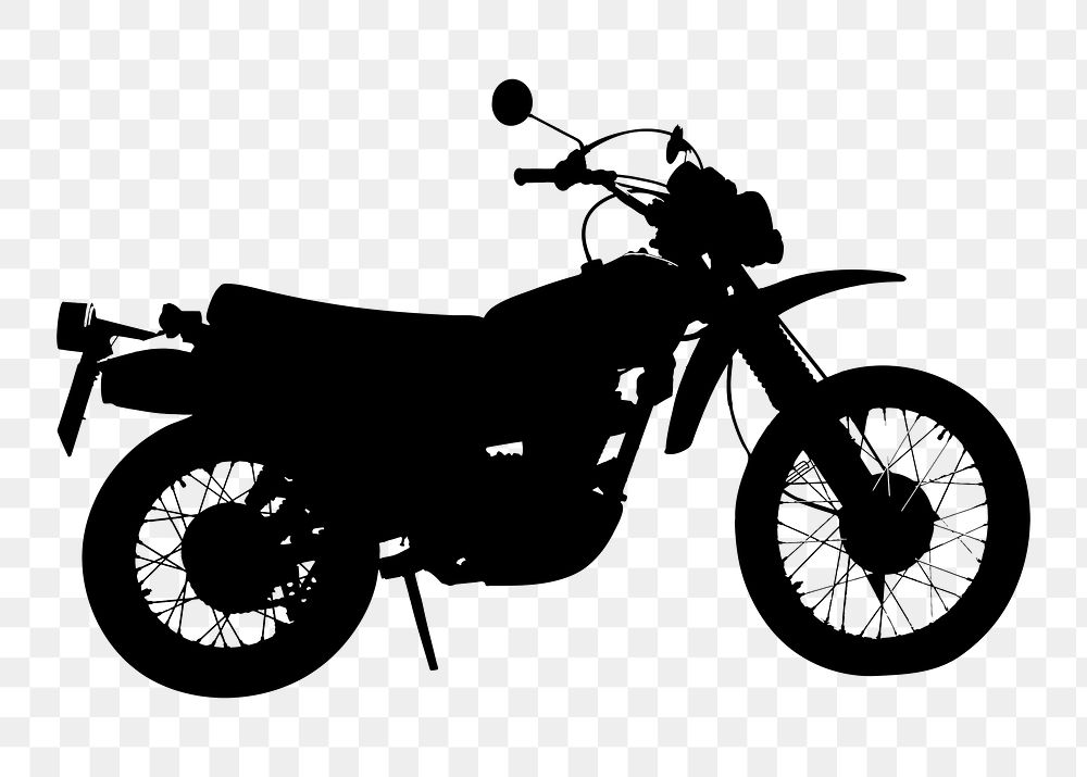 Motorcycle png sticker vehicle silhouette, transparent background. Free public domain CC0 image.