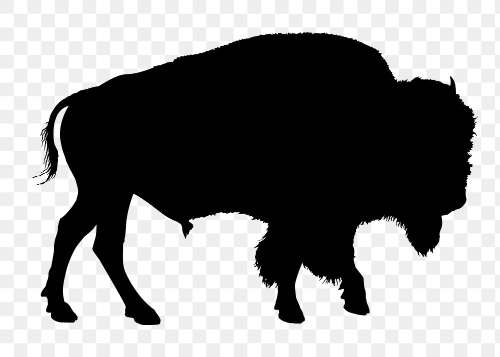 Buffalo png sticker animal silhouette, transparent background. Free public domain CC0 image.