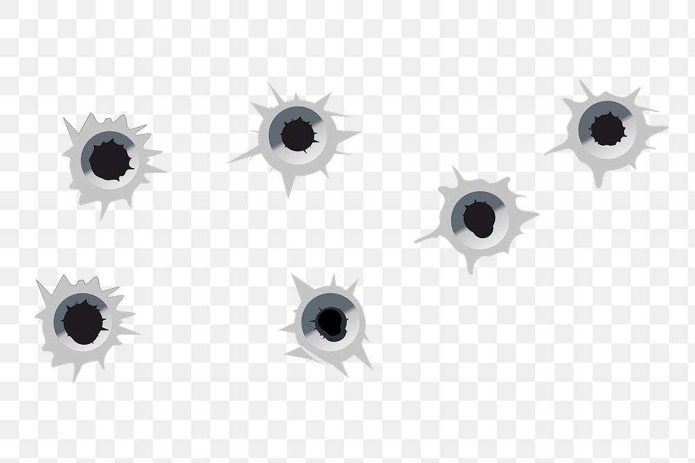 Bullet holes png sticker, shotgun illustration on transparent background. Free public domain CC0 image.