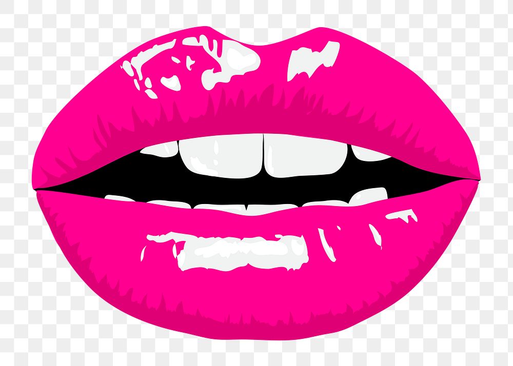 Pink lips png sticker, pop art illustration on transparent background. Free public domain CC0 image.