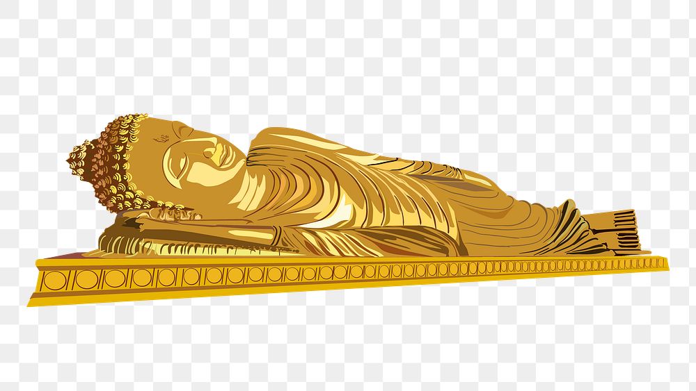 Sleeping Buddha png sticker, religious statue illustration on transparent background. Free public domain CC0 image.