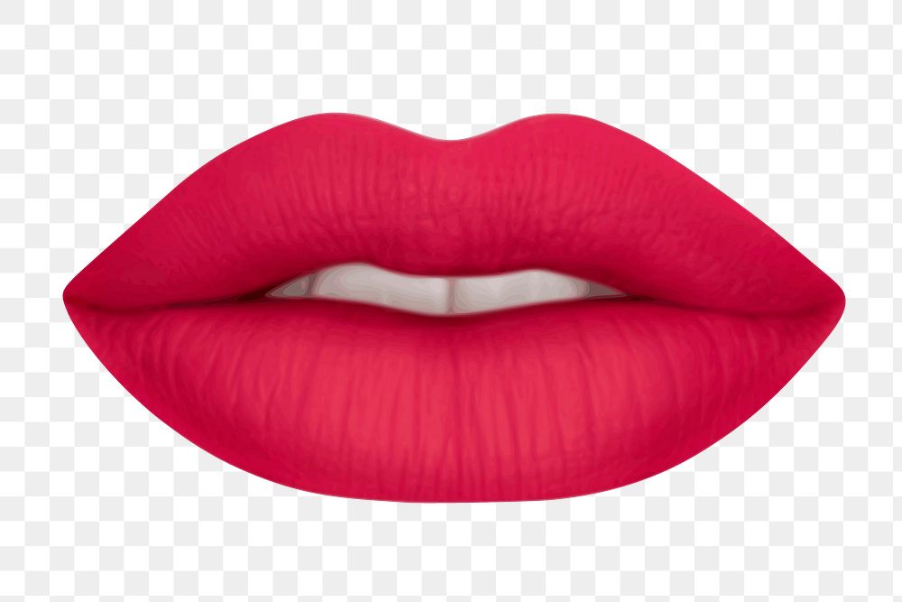 Pink matte lips png sticker, collage element on transparent background. Free public domain CC0 image.