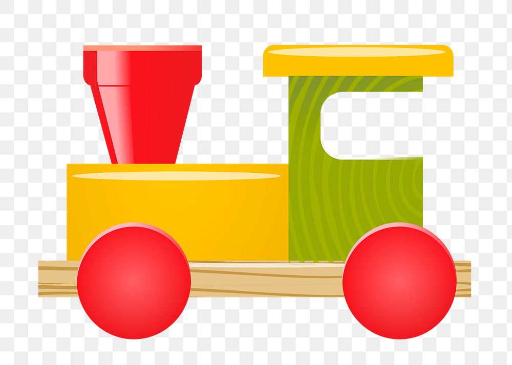 Wooden train png sticker, toy illustration on transparent background. Free public domain CC0 image.