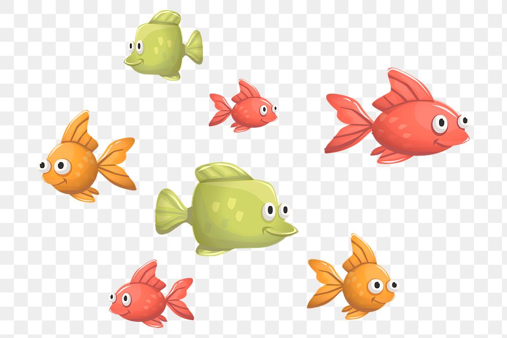 Colorful fishes png sticker, animal illustration on transparent background. 