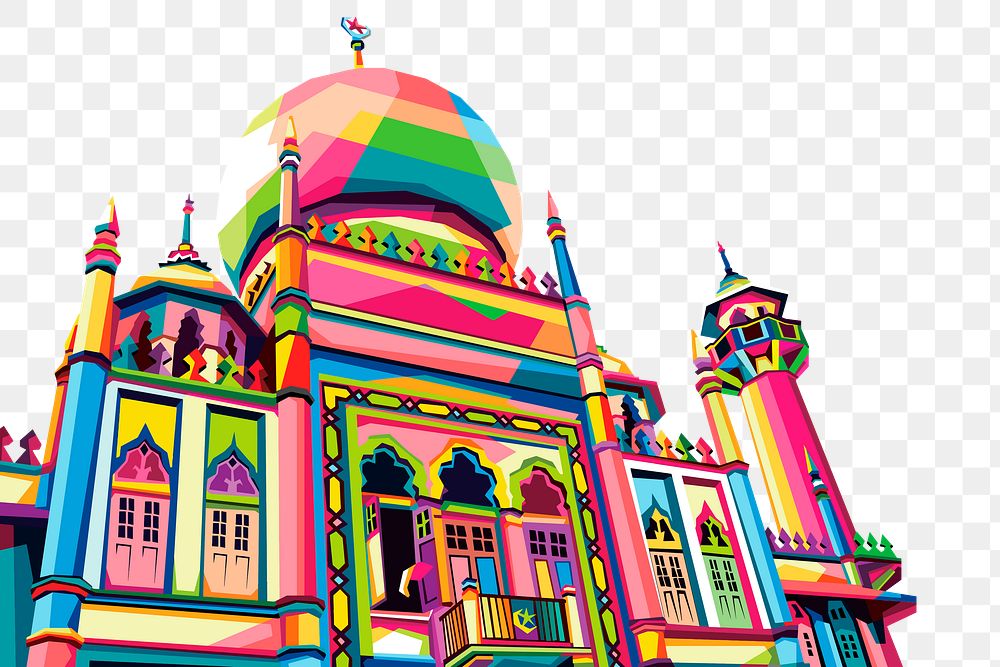Colorful mosque png sticker illustration, transparent background. Free public domain CC0 image.