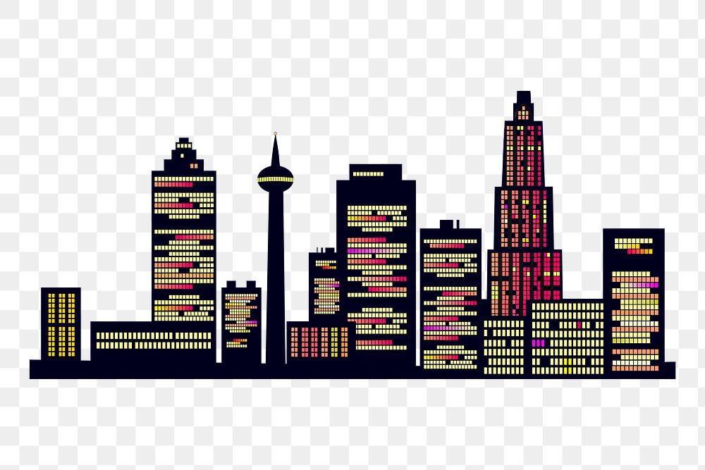 Modern city skyline png sticker illustration, transparent background. Free public domain CC0 image.