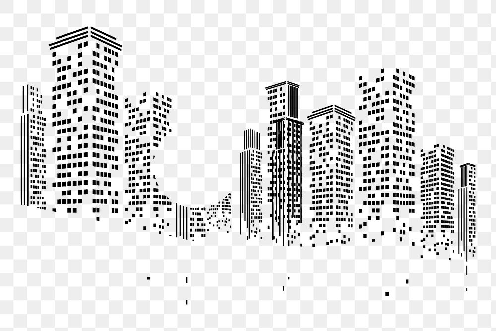 Abstract city skyline png border, transparent background. Free public domain CC0 image.