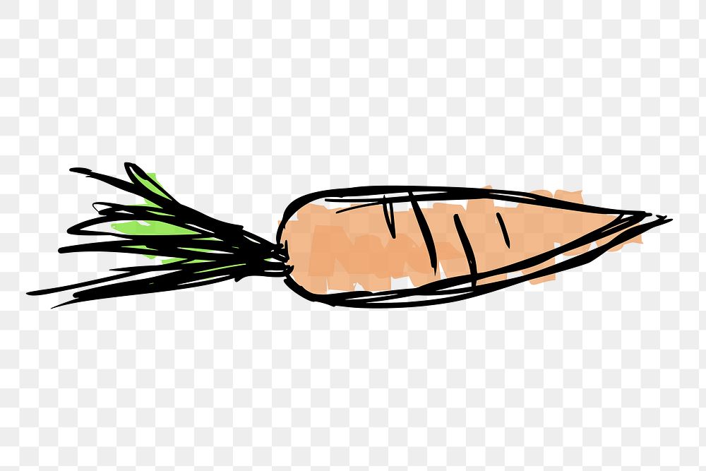 Cute carrot png, vegetable sticker hand drawn illustration, transparent background. Free public domain CC0 image.
