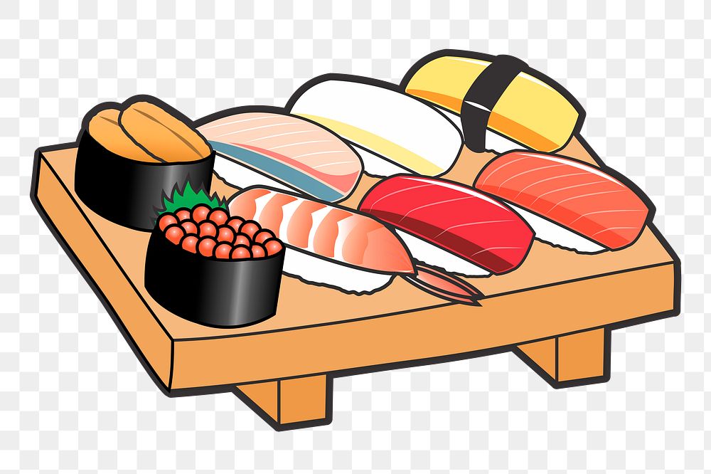 Japanese sushi set png sticker illustration, transparent background. Free public domain CC0 image.