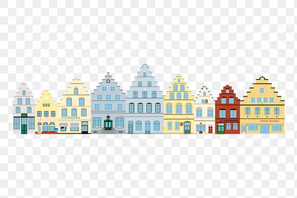 Old German town png sticker illustration, transparent background. Free public domain CC0 image.