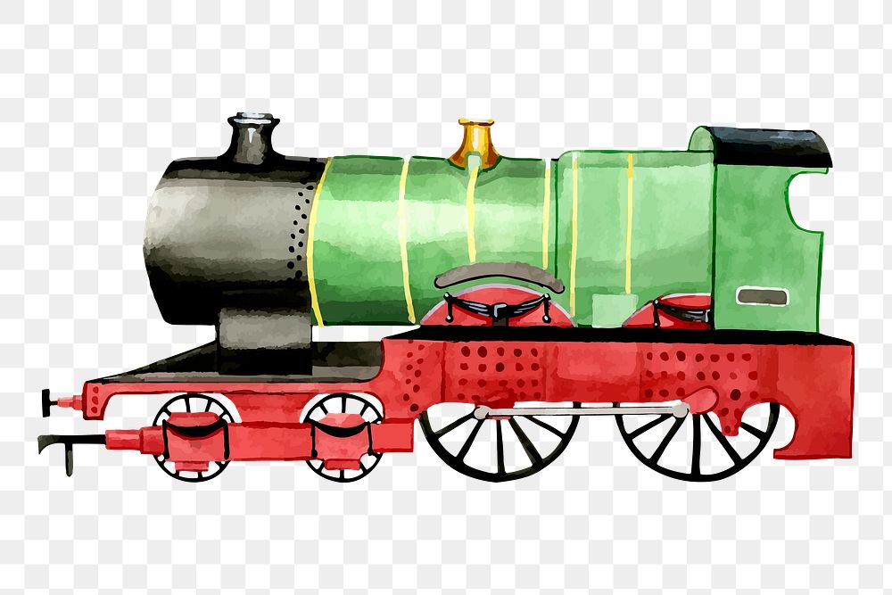 Train locomotive png sticker illustration, transparent background. Free public domain CC0 image.